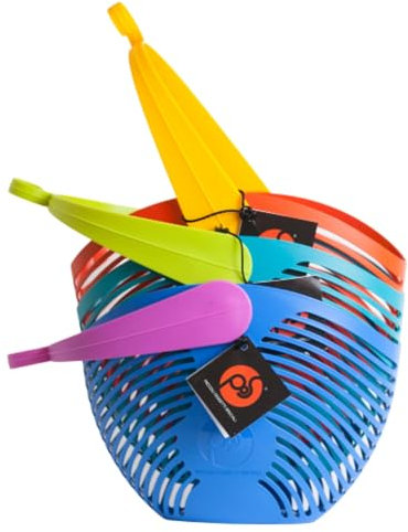 Ecoplast | Portamollette da Bucato Arya, Cestino Portamollette per Stendibiancheria in Colori Assortiti Blu/Turchese/Arancione, Made in Italy