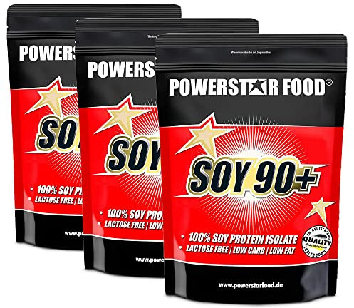 Powerstar SOY 90+ | Soja-Protein-Isolat ohne Zucker-Zusatz | Made in Germany | Gentechnisch unverändert | 3 x 1000g, die beliebig gemischt werden können - bitte als Nachricht/Sonderanfrage angeben