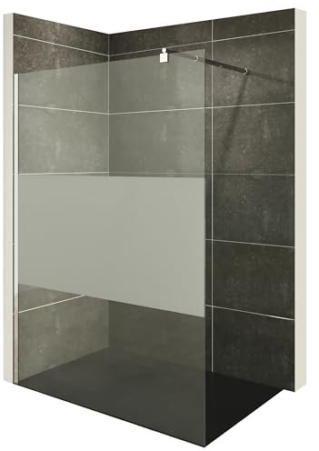 i-flair Duschabtrennung Walk In FIONA 170x200 cm Duschwand Dusche 10mm STARK aus TEILSATINIERTEM NANO ESG Sicherheitsglas mit EDELSTAHL Wandprofil #740