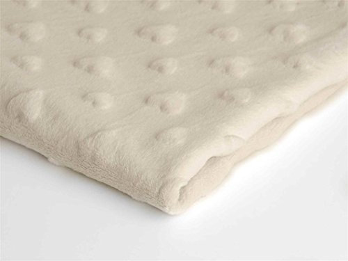 Winky Minkee flauschiger Plüschstoff mit Herzprägung 50 x 155 cm (Sahne Nr.2)