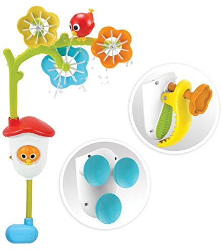 Yookidoo - Móvil de Baño para Bebé - Flores y Fuente giratorias para recién Nacidos y niños - Desarrollo Sensorial de Tiempo de Baño (Cubo no Incluido) - Se Fija a Cualquier bañera - 0-2 años.