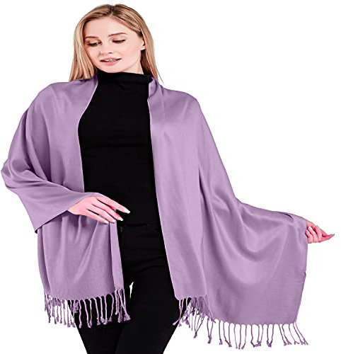 CJ Apparel Hand Made Nepalese Tassels Shawl Scialle di Pashmina, Lilla, Taglia Unica Donna