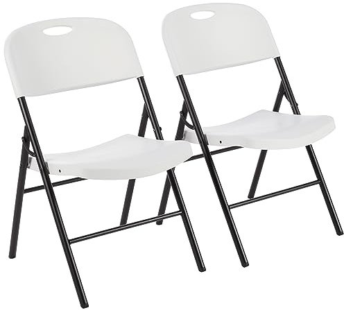Amazon Basics Klappstuhl, tragbar, , Kunststoff, 159 kg Tragkraft, Weiß, 2 Stück