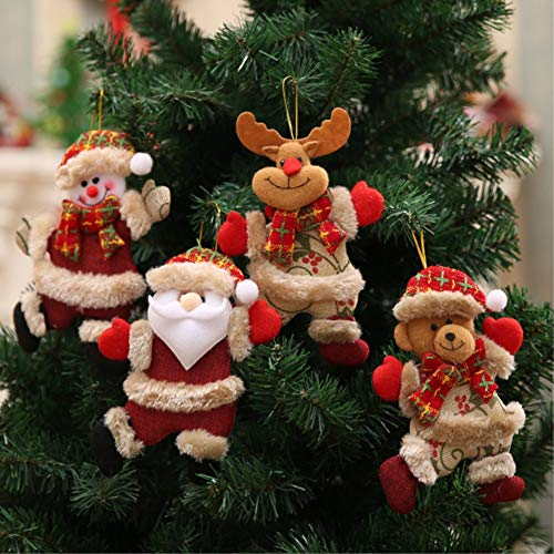 TOPWA Weihnachtsbaumschmuck, Weihnachtsmann, Schneemann, Baum, Hängedekoration, Puppe, Weihnachtsschmuck für Weihnachtsbaumschmuck, Geschenk, Party, Tanz, Musik, Festivals, 4 Stück