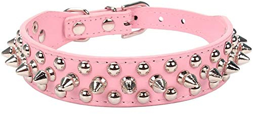 ETOPARS Collar de Cuero para Perro Con Pinchos y Tachuelas Ajustables, Remaches de Púas