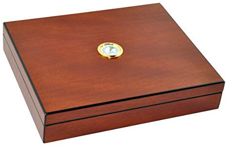 Eitida Zigarren Humidore für 20 Zigarren, handgefertigte Zigarrenkiste aus gehärtetem Glas mit Zedernholz, Luftbefeuchter, Hygrometer, luftdicht, Glasdeckel, Geschenk für Mann, Sapeli-Kirsch