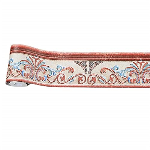 Tapetenbordüre selbstklebend Vintage-Rot PVC Sockelleiste Dekorative Bordüre Selbstklebende Home Bordüre Küche Tapetenbordüre selbstklebend für Badezimmer Wohnzimmer 10X500CM