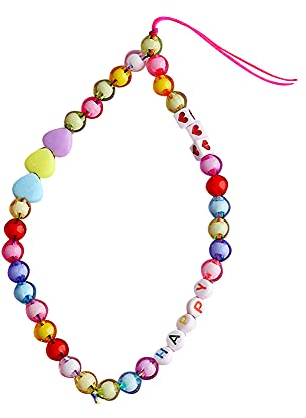 Handy Perlen Lanyard Handykette Perlen Handyanhänger, Anti-Verlorene Handykette Vintage Blume Böhmische Schlüsselband Kette Mobile Phone Hängende Schnur Handy-Schmuck für Frauen Damen, Rosa