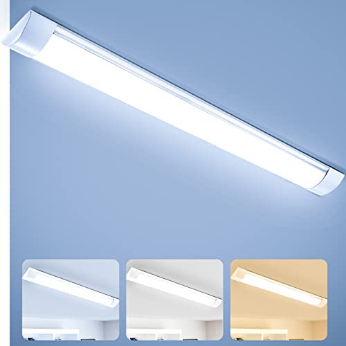 Viugreum 3 Farbtemperatur geändert Led Feuchtraumleuchte, 60CM 36W LED Röhre 3200k 4500k 6000k Warmweiß Neutral Kaltweiß kann nacheinander gewechselt werden Werkstattlampe Lampe Werkstatt Büro Lager