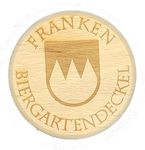 Fa. M. Manger Bierglasdeckel aus Holz - Biergartendeckel aus Holz - Bierglasdeckel mit Frankenwappen