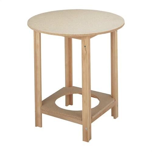 Maison Mine Mesa Camilla Redonda, Acabado sin Barniz, Fabricada en Madera de Haya (L:80 x F:80 x H:75) cm