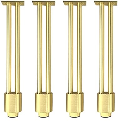 CHEWYNP Möbelbeine Metall Möbelfüße Tischbeine Aluminium Füße Tischgestell Tischbeine Doppelstütze Möbelbeine, für Bürotisch Bartisch Schreibtisch Gold 4 Stück (30cm)