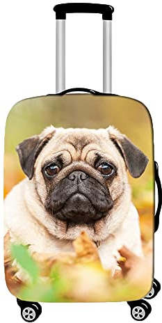Hiseng Elastisch Kofferhülle Kofferschutzhülle Gepäck Cover Reisekoffer Hülle Koffer Schutzhülle Luggage Cover Waschbarer Kofferüberzug (Mops,L (26-28 Zoll))