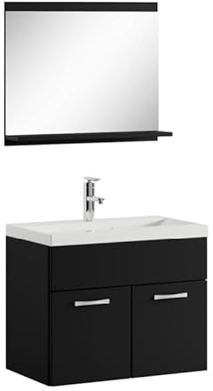 Mobile da Bagno Montreal 02 60cm Nero Opaco - Armadio mobiletto lavabo Mobili Armadietto