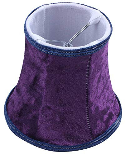 Stoff Lampenschirm, E14 Handgefertigten Lampenschirm für Moderne EuropäIsche Wandleuchte Lampe,Kristall Lampe,Kerze Lampe,Tischlampe mit Blauen Flanell (Dunkel Lila)