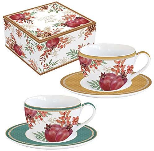Easy Life Estuche de 2 tazas de café de 11 cl, de porcelana Autumn Symphony