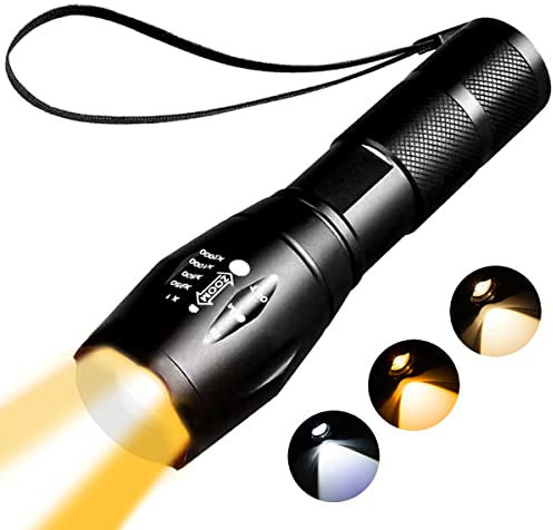 YZYOE - Amber Rechargeable LED Flashlight, Photography Fill Light, 1800K Warm Eye Care Light, Sleep Aid, 3 in 1 White Light and Yellow Amber Lamp.
