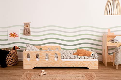 smartwood TILA 6 Kinderbett 100x180 | Montessori Bodenbett mit Lattenrost & Rausfallschutz | Für Jungen & Mädchen | Sicheres und Robustes Holzbett für Kinder ab 3 Jahren