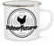 OM3® Hühnerflüsterer Emaille-Tasse Farmer Hühner Flüsterer Huhn | Emailletasse Emaille Becher | 12oz 300ml | Beidseitig Bedruckt | Weiß-Metall
