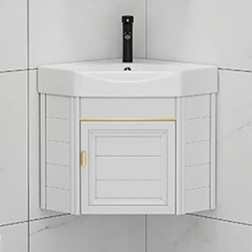 Badmöbel Unterschrank Waschbecken aus Keramik Waschschale Waschtisch Becken mit Armatur Hänge Badunterschrank mit Handwaschbecken Badunterschrank Badezimmer Badzubehör Möbel Set Gäste-WC ( Color : Wit