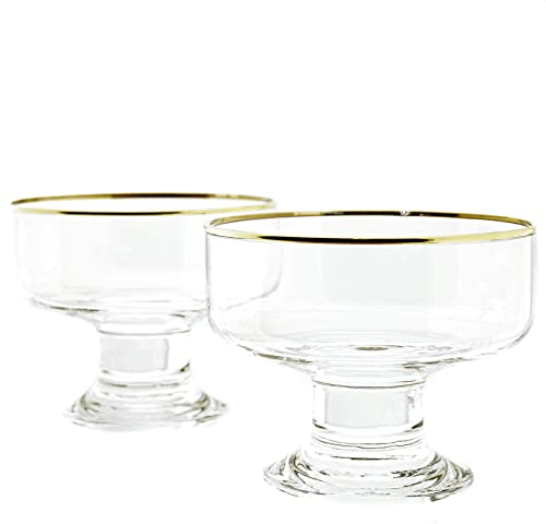 Pasabahce 41016 ? 6er Set Becher aus Glas Iceville für EIS, Salat, Dessert, Beilage Transparent Gold