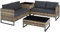 tectake® Poly Rattan Lounge Sitzgruppe, Gartenmöbel Set mit Sofa, Tisch mit Glasplatte, Auflagenbox, Outdoor Kissen wetterfest, Möbel für Garten, Balkon, Terrasse oder Wintergarten - Natur