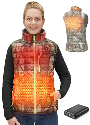 TIDEWE Gilet riscaldato da donna, leggero, con batteria, per caccia/escursionismo