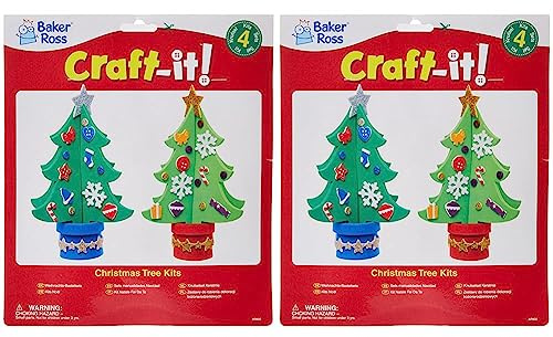 Baker Ross AR802 Weihnachtsbaum-Bastelset für Kinder, Filz, 4 Stück, Sortiert (Packung mit 2)