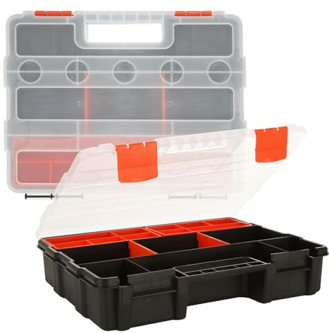 ZOFUN 2 Pcs Screw Box Organisers, 29 x 22 x 6 cm Screws Box with Multi Compartments, Plastic Screw Organiser Storage Boxes for Screws Nuts Tools Small Parts Sorting
