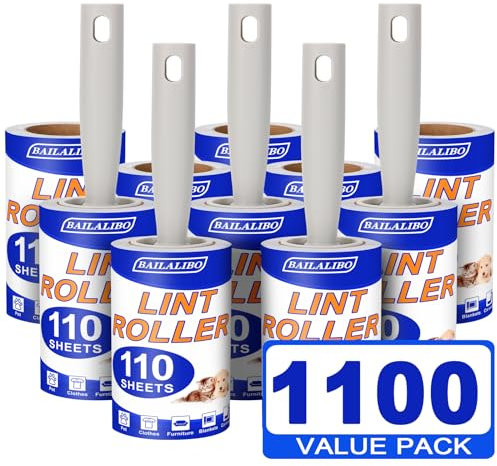 BAILALIBO Lint Roller, 1100 Sheets Lint Rollers for Pet Hair Extra Sticky, Lint Remover for Clothes, Couch, Travel Lint Roller with Lint Roller Refills, Mini Stick Roller for Daily Cleaning Tool