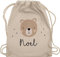 Turnbeutel Rucksack - Süßer Bär I Bären I Bärenmotiv I Bear - Unisize - Naturweiß - personalisierte geschenke kinder kindergarten wechselbeutel teddy name sporttasche personalisierter junge