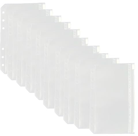 A6 Binder Taschen 10 Stück Durchsichtige Pvc 6-Loch Bindertaschen Reißverschluss Ordner Wasserdicht Geld Budget Umschläge Für Notebook-Planer Einlegeseiten Budgetplaner Bargeld Aufbewahrung.