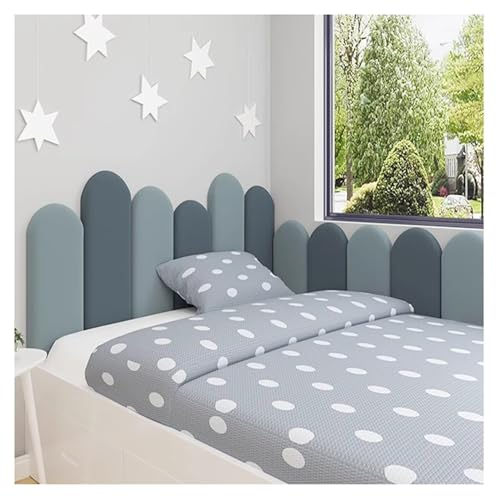 SXEVZOO Wandpaneel Gepolstert - 3,5cm Dick Kinder Anti-Kollision Kopfteil - 3D Wandpaneele Wandverkleidung Selbstklebend Einzeln & Doppel Bett Tapete Soft Kissen (Color : A, Size : 200cm)