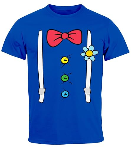 MoonWorks® Herren T-Shirt Fasching Karneval Clown Kostüm-Ersatz Verkleidung Last Minute Faschingskostüme Männer Blau M