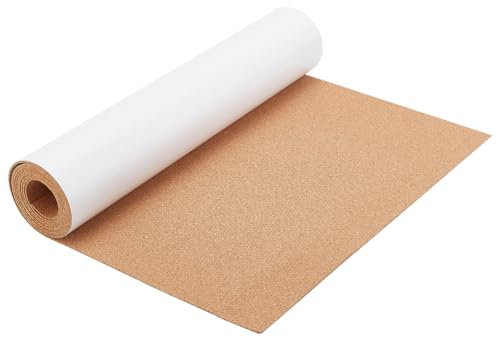 BENECREAT Rouleau de Liège Autocollant 400x2000 mm, Tapis en Liège de 2 mm D'Épaisseur avec Support Adhésif Solide pour Décoration Murale, Artisanat de Fête et de Bricolage