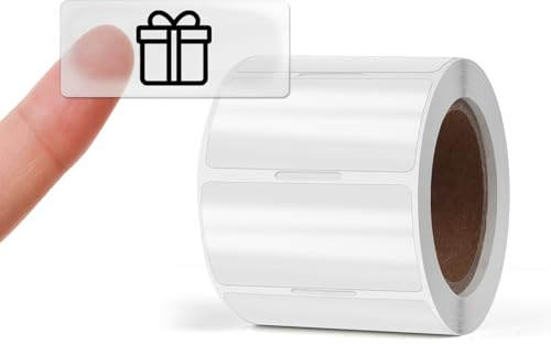 YIKIADA Transparente Thermo Etiketten Vinyl 25 × 50 mm Rolle Rechteckig Selbstklebend Siegel Wasserdicht Aufkleber für Name Barcode QR Code DIY 300 Stück