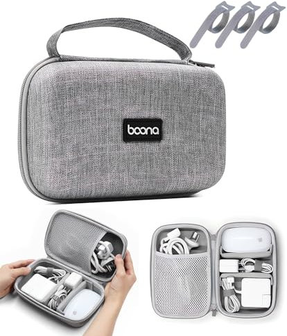 HOMEGYMFREE Charger Case for MacBook, 7.9x4.7 Computer Charger Organizer, Apple Magic Mouse Apple Pencil USB Flash Disk SD Card Small Portable Accessories Bag (Grey)