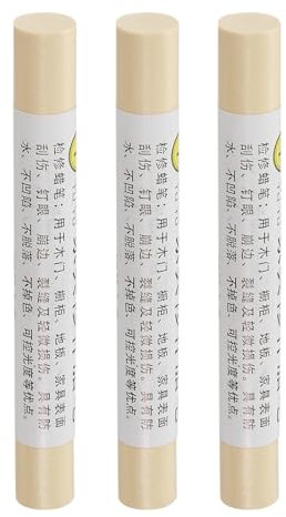 QUARKZMAN Möbelreparatur-Wachsmalstifte, 3 Stück - Holzwachs-Füllstift, Möbelmarker zum Ausbessern - für Kratzer, Löcher, Tische, Schreibtische, Holzböden, Abdeckungen, Gelb Weiß