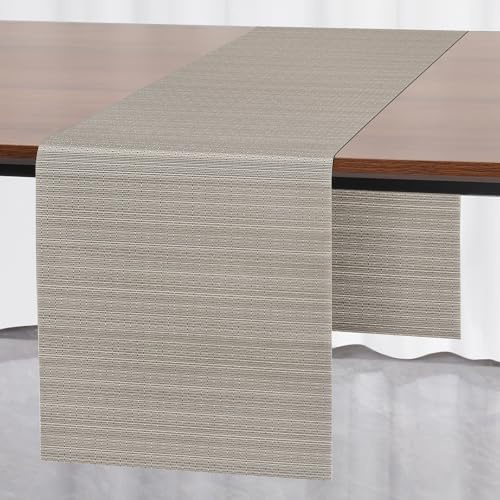 Myir JUN Tischläufer Tischläufer Modern PVC abwaschbar Outdoor | Hitzebeständig für Häuser Esszimmer Restaurants Hotels Party Tischdeko Dekoration 30 x 240 cm (Silber Gold)