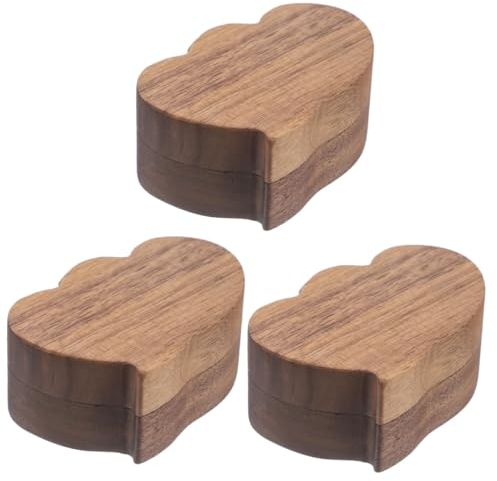 BESTYASH 3 Stück Box Schmuck Aufbewahrungsbox Holz Ringe Fall Holz Ringe Fall Herz Eheringe Fall Doppel Herz Ringe Fall Ring Boxen Für Schmuck Geschenk Holz Herz Ringe Fall