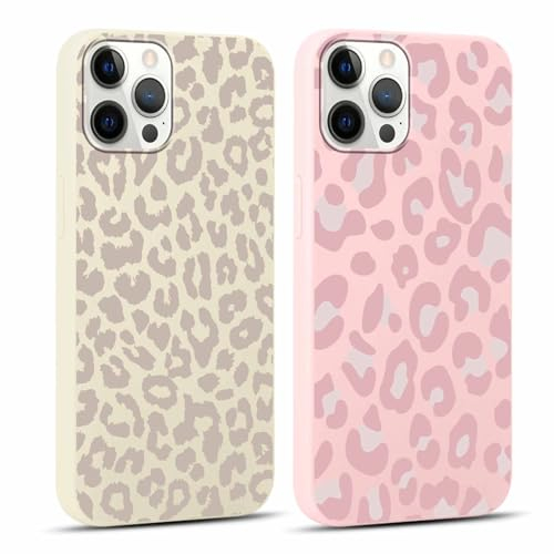 Foonary 2 Stück Handyhülle für iPhone 12 Pro Max 6,7 Hülle Leopard Muster Design Aesthetic Muster Mädchen Case Cover Weich Silikon Flexibel TPU Stoßfest Schutzhülle für iPhone 12 Pro Max,Beige