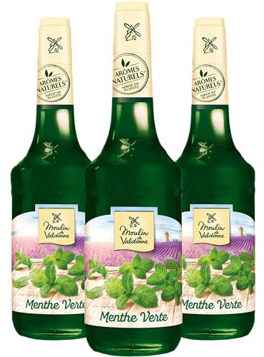 Moulin de Valdonne Sirop de Menthe pour boisson rafraîchissante, cocktail avec ou sans alcool, 3 bouteilles 70 cl