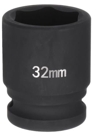 sourcing map Douille à choc 6 pans 3/4 32 mm métrique 40Cr Alliage Acier Axe Douille à choc