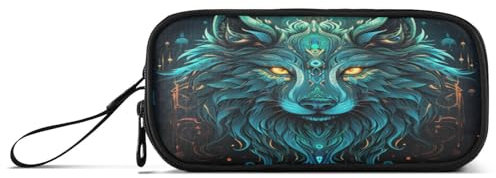 Linnyio Cooler Blauer Wolf Federmäppchen,Federmäppchen,Federtasche,für Schüler Mädchen Jungen