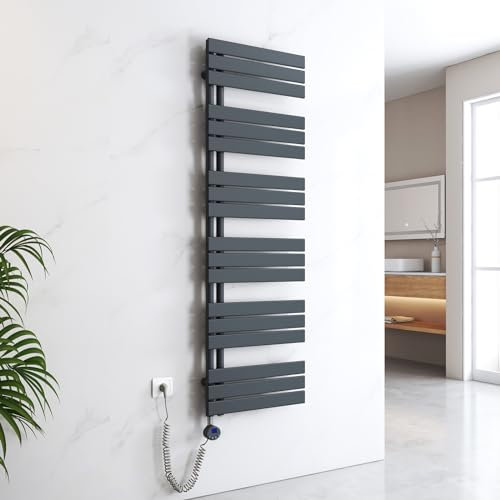 EMKE Scaldasalviette Elettrico con Elemento riscaldante termostatato,1599x500mm 1000W,Pannello Asciugamano Elettrico con Asta di Riscaldamento con Timer,Antracite