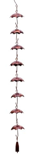 Peosaard Regenschirm Regenkette, 39 Zoll Metall Regenfängerkette, Hängerinnenkette Downspout für Villen, Innenhöfe, Parks im Freien Sommerdekor, Regenketten für Dachrinnen