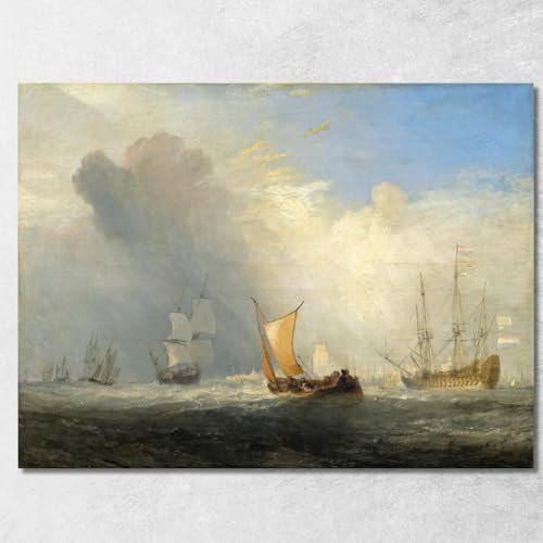 Rotterdam Joseph Mallord William Turner Jwt97 Kunstdruck auf Leinwand, Fine Art, gerahmt, fertig zum Aufhängen, hochwertig, 40 x 30 cm