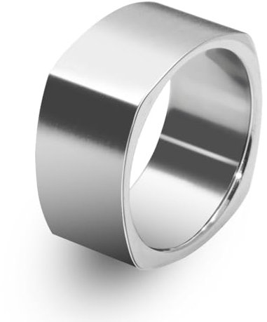 Soul-Cats breiter Edelstahlring eckig silber gebürstet Herren Damen massiv klassisch 10 mm, Größe: 19 mm (60)