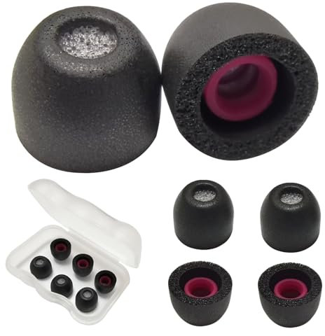 Mijusun Memory Foam Tips Filter Screen Extra Small Earbuds Tips Replacement Extra Small Ear Tips for in Ear Earbuds, Black 3 Pairs