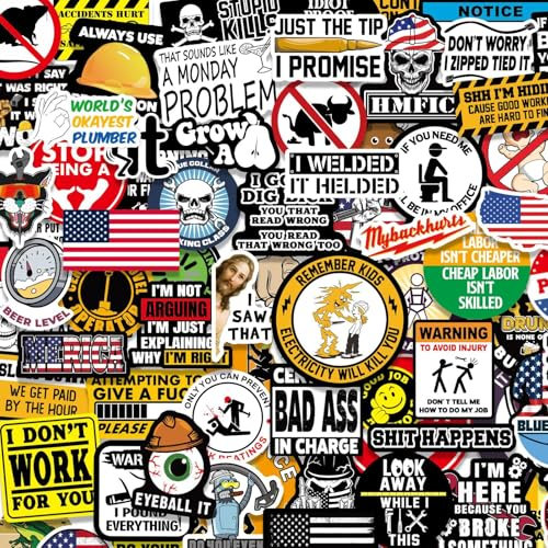 300 PCS Funny Stickers for Adults,Waterproof Helmet Stickers,Tool Box Stickers,Blue Collar Stickers,Hard Hat Stickers,for Mechanics, Electricians, Construction, Welders,for Laptop,Bottles